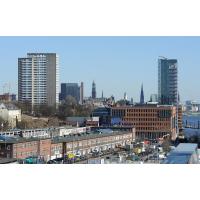 916_2107 Panorama der Grossen Elbstrasse und des Altonaer Hafens. | Grosse Elbstrasse - Bilder vom Altonaer Hafenrand.